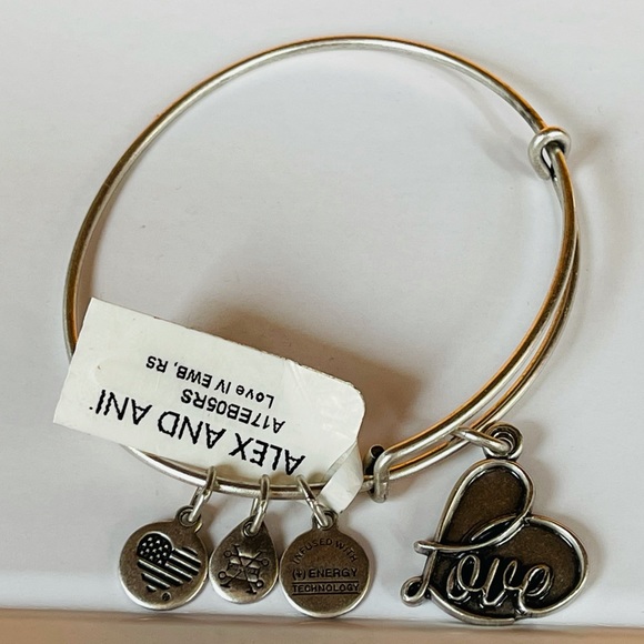 Alex and Ani Love Charm Bangle Rafaelian Silver Affection Joy Light Bracelet - Picture 2 of 8
